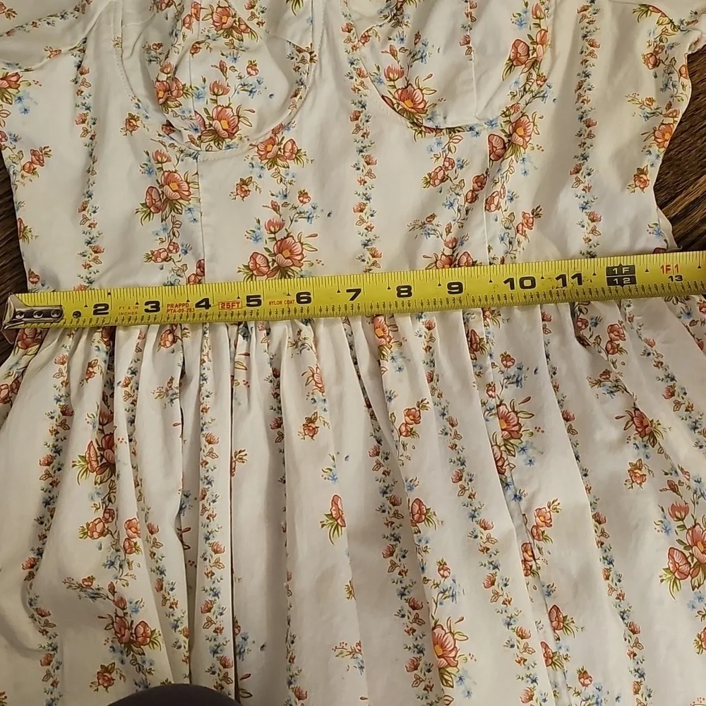 Forever 21 White Floral Cottagecore Milk Maid Midi Dress w/ Slit Size Small - Picture 10 of 10